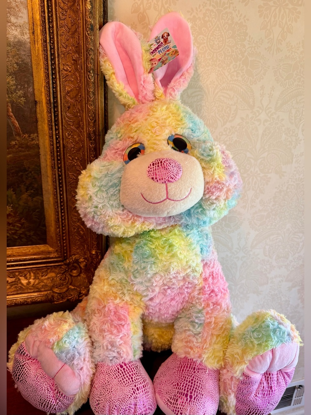 HugFun Enormous Plush Rainbow Easter Bunny – Giant Stuffed Rabbit – New with Tag